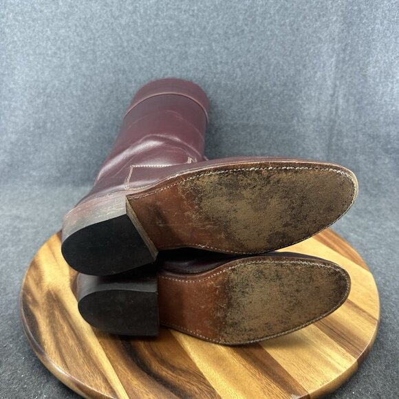 Vtg 80s Frye Campus Tall Boots Womens 8D Whiskey Brown Knee High Round Toe Z190 - Picture 11 of 14